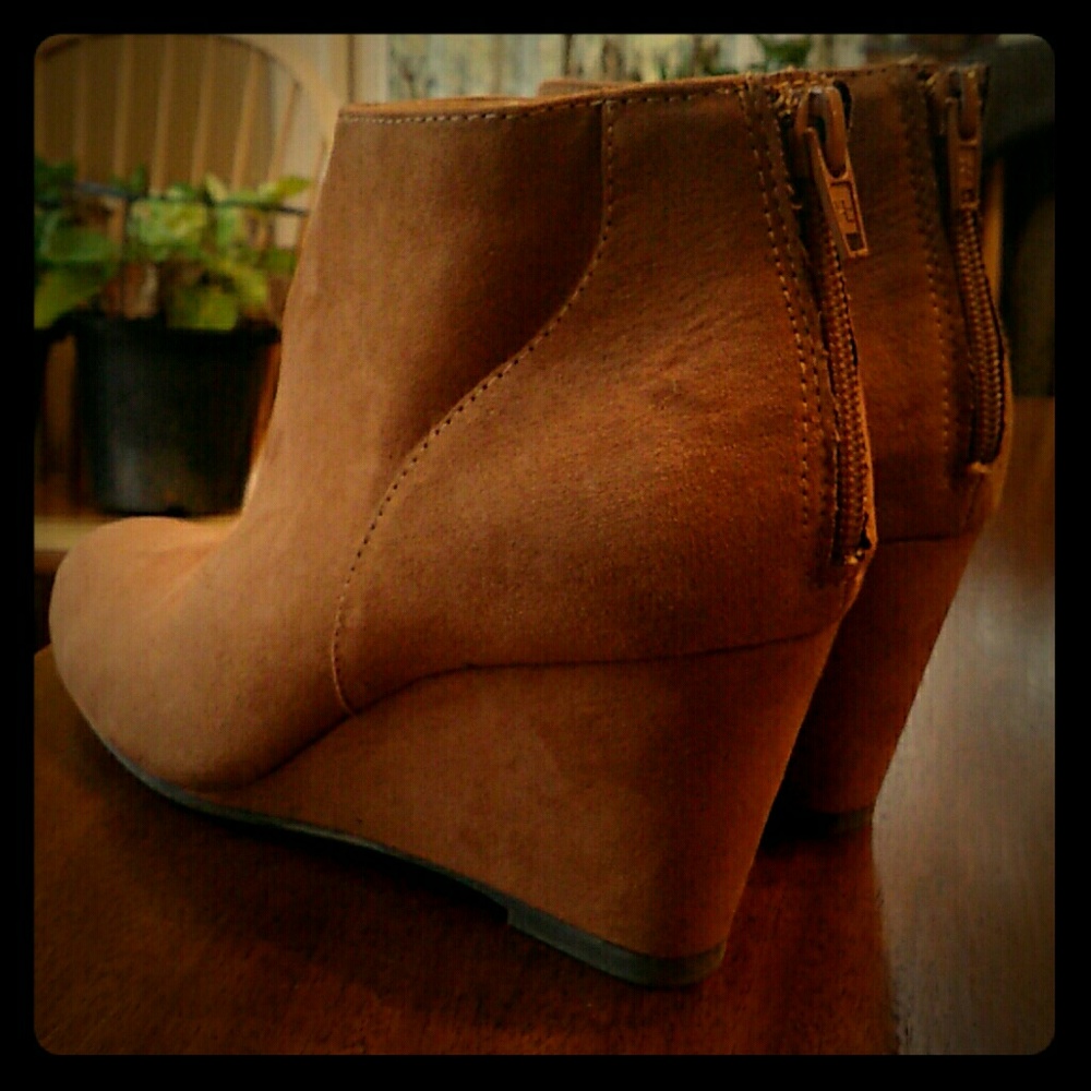 Brown Suede Wedge Boots